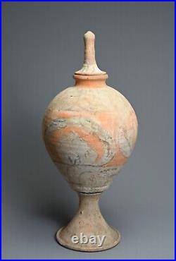 Large Museum Quality Chinese Tang Dynasty (618-907) 3-part Painted Pottery Vase