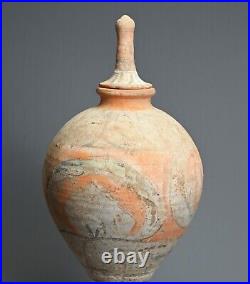 Large Museum Quality Chinese Tang Dynasty (618-907) 3-part Painted Pottery Vase