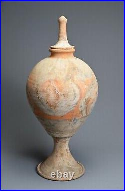 Large Museum Quality Chinese Tang Dynasty (618-907) 3-part Painted Pottery Vase