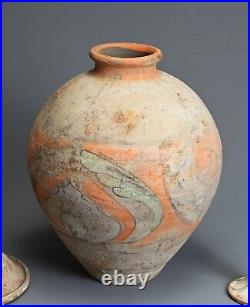 Large Museum Quality Chinese Tang Dynasty (618-907) 3-part Painted Pottery Vase