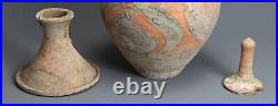 Large Museum Quality Chinese Tang Dynasty (618-907) 3-part Painted Pottery Vase