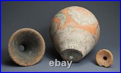 Large Museum Quality Chinese Tang Dynasty (618-907) 3-part Painted Pottery Vase