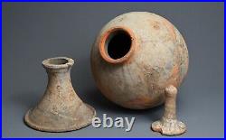 Large Museum Quality Chinese Tang Dynasty (618-907) 3-part Painted Pottery Vase