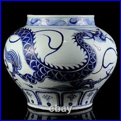Large Old Chinese Blue & White Porcelain Pot with dragon CK306