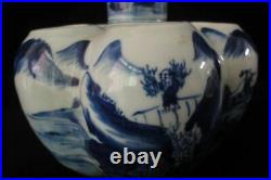 Large Old Chinese Blue and White Six Tubes Porcelain Vase KangXi Mark