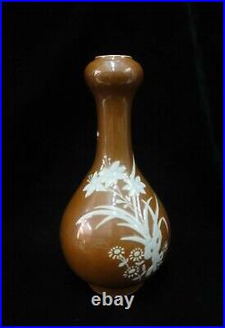 Large Old Chinese Brown Porcelain Hand Painting Vase Marked YongZheng