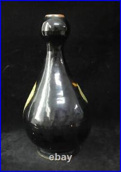 Large Old Chinese CiZhou Kiln Hand Painting Black Glaze Porcelain Garlic Vase