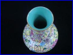 Large Old Chinese Hand Painting Flowers Porcelain Bottle Vase QianLong Mark
