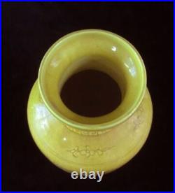 Large Old Chinese Hand Painting Yellow Glaze Porcelain Vase HongZhi Mark
