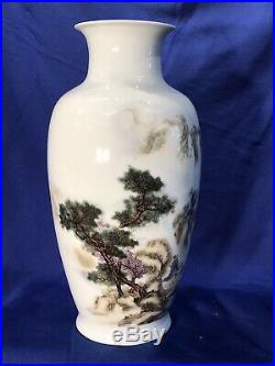 Large Original Vintage chinese famille rose porcelain Vase, tall 17 Inch