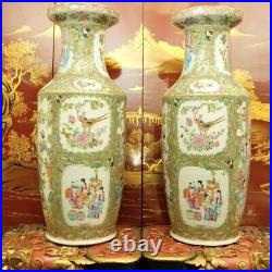 Large Pair of Antique Chinese Porcelain Palace scene Canton Vases 19thC