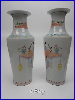 Large Pair of Chinese Famille Rose Mirror image vases 17.5