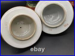Large Pair of Macau Hand Painted Chinese Urns, Vintage Pieces 31.5cm
