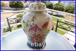 Large Pot with lid 41cm China Porcelain Production XIX Mottahedeh Tobacco Leaf