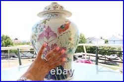 Large Pot with lid 41cm China Porcelain Production XIX Mottahedeh Tobacco Leaf