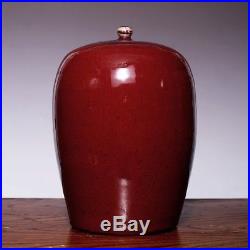 Large Unique Chinese Antique Old Red Glaze Vase Handwork Porcelain Bottle JZ219