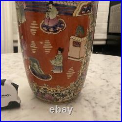Large Vintage Antique Chinese Famille Rose Porcelain Vase 16 Inches Tall