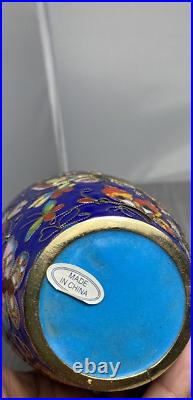 Large Vintage Blue Cloisonne Vase