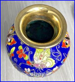 Large Vintage Blue Cloisonne Vase