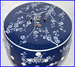 Large Vintage Chinese Blue and White Garden Seat or Stool