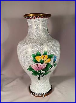 Large Vintage Chinese Cloisonne Flower Vase 15