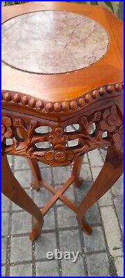 Large Vintage Chinese Style Marble Top Plant/Vase/Lamp/ Side Table/Jardinière