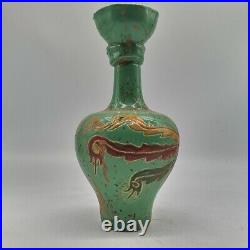 Large Vintage Chinese Vase Robust Green Glazed Tall Decoration Vessel