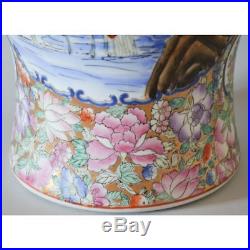 Large Vintage Hand Painted Famille Rose Porcelain Chinese Vase Red Stamp Bottom