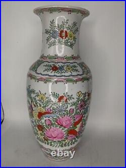 Large Vintage Rose Canton Chinaware Vase