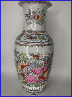Large Vintage Rose Canton Chinaware Vase