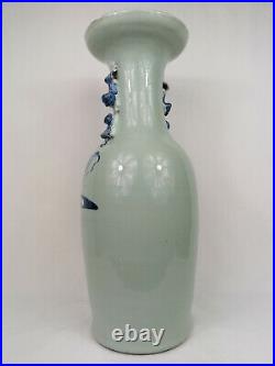 Large antique Chinese celadon vase with immortals // 19th century