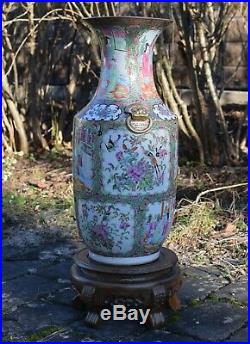 Large antique canton rose vase from the 19th Century 45cm 17,7 Inch