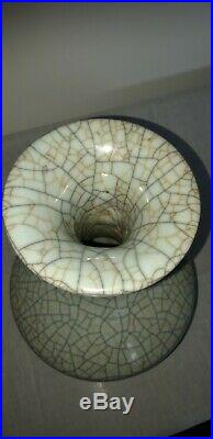 Large antique guan type crackled glazed porcelain vase. Weight 4 kilos