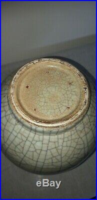 Large antique guan type crackled glazed porcelain vase. Weight 4 kilos
