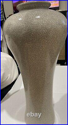 Large chineese porcelain white glaze high crack vase 18 high 8 wide