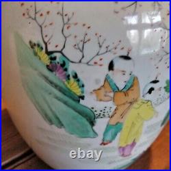 Large heavy Finely Painted Chinese Famille Rose poem ginger Jar