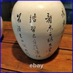 Large heavy Finely Painted Chinese Famille Rose poem ginger Jar