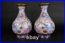 Large pair vintage Chinese Cloisonne vases 31 cm