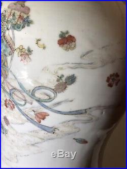 Large polychrome Chinese Antique ginger jar fairy Throwing Flowers 19th C 34.5cm