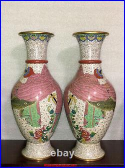 Magnificent Large 17H Pair of Chinese Qing Republic Era Cloisonne Vases