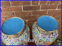 Magnificent Pair of Large Chinese Cloisonne Vases with Flowers and Symbols