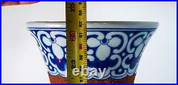 Maitland and Smith Ltd Large Blue & White Decorated Vase! Made in Thailand
