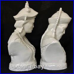 Majestic Crown Ind. Blanc De Chine Large Chinoiserie Porcelain Busts (2)