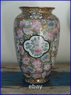 Mid 20th Century large hand-painted Chinese flower vase