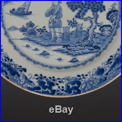 Nice large Chinese Blue & White charger, figure, 18th ct. Qianlong period