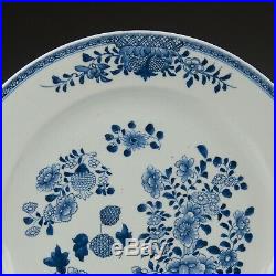 Nice large Chinese Blue & White charger, flowers, 18th ct. Qianlong period