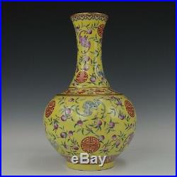 Nice large Chinese yellow vase, 20th century, marked Guangxu