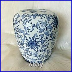 Oanton China Large Porcelain Vase White Blue Floral Round Floral Rare HTF