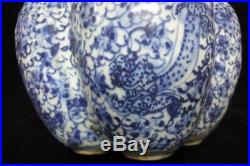 Old Large Chinese Blue and White Five Tubes Porcelain Lotus Vase KangXi Marks