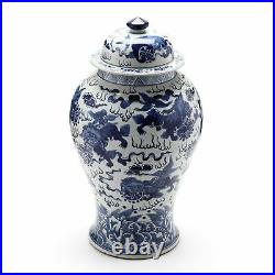 Old Large Chinese Blue and White Temple Jar, 24 1/2 High